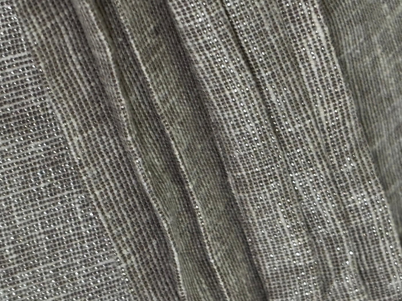 Linen  Lurex  Fabric 58" available in 3 colors  sea green ,nude , charcoal and pink