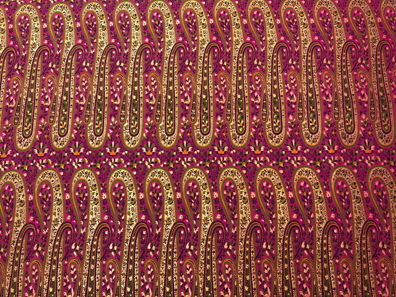 Silk Brocade fabric  intricate paisley jacquard in 4 color color schemes green ,red/ BRO1084