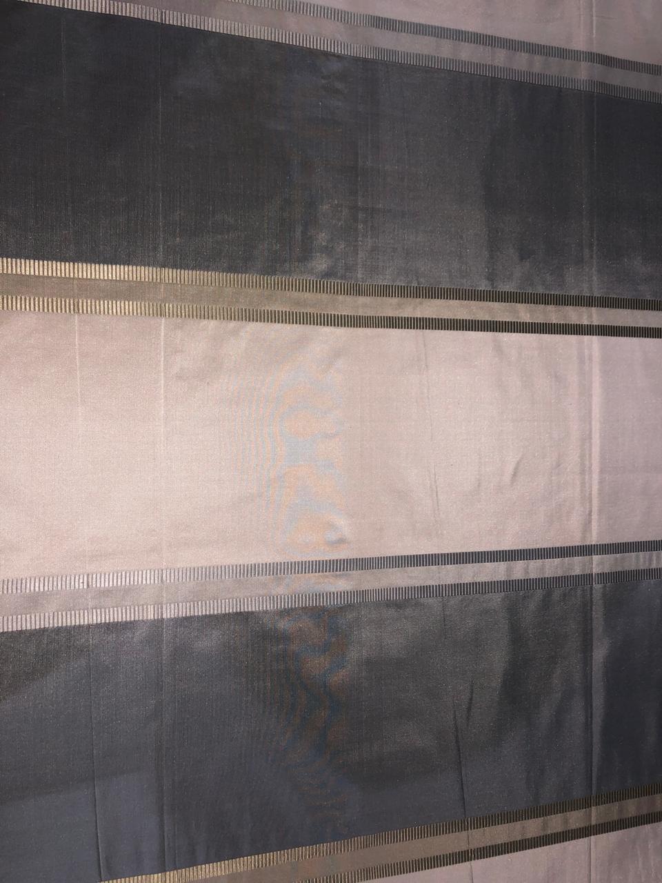 100% silk taffeta STRIPE cream ,silver grey and taupe  jacquard stripe TAFS139[17]