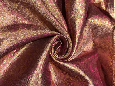 Silk Brocade fabric 44" two tone pink x gold floral  jacquard BRO1046[3]