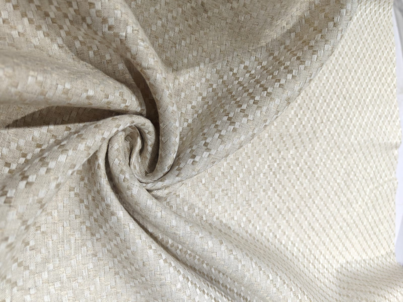Linen dobby 58" wide available in 3 colors dark ivory/darker ivory and white sustainable and eco-friendly linen