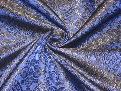 Silk Brocade Vestment Fabric Blue & Black 44" wide BRO141[1]