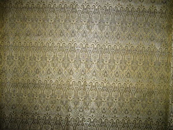 Silk Brocade fabric Black,Cream &amp; Gold 44" wide BRO140[1]