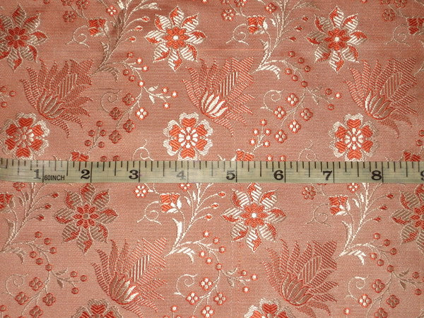 Silk Brocade fabric Orange & Gold 44" wide BRO141[3]