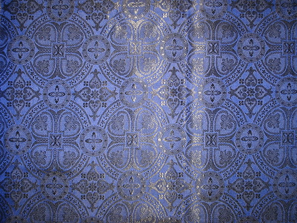 Silk Brocade Vestment Fabric Blue & Black 44" wide BRO141[1]