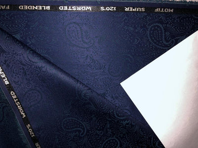 Suiting Superfine Worsted 120S 58" wide NAVY PAISLEY JACQUARD [15607]