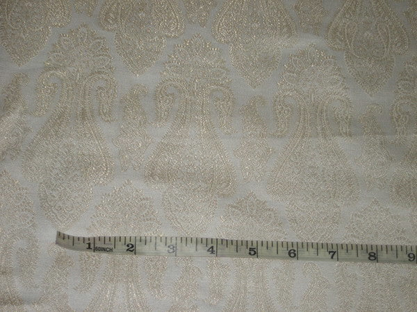 Silk Brocade Fabric Metallic Gold &amp; Ivory 44" wide BRO143[1]