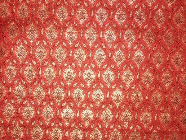 Silk Brocade Fabric Metallic Gold,Bright Red &amp; Black 44" wide BRO142[1]