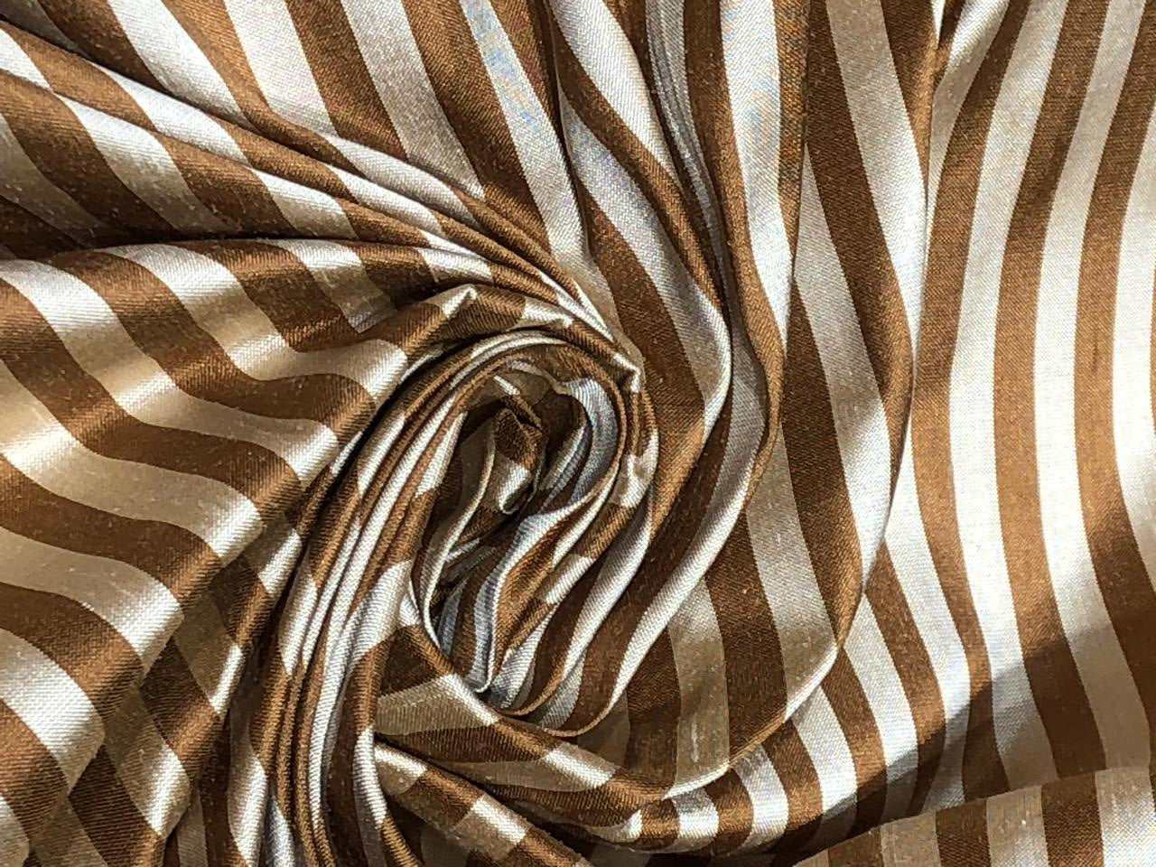 100% silk dupion fabric brown and beige  stripes  54&quot; wide DUPNEWS5[5]