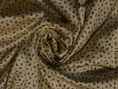 100% Pure Silk Satin 60-80 grams cream with  tiny floral print 54"Wide Fabric [18260]