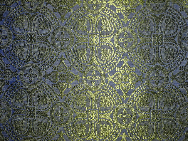 Silk Brocade Vestment Fabric Blue &  Green 44" wide BRO144[1]