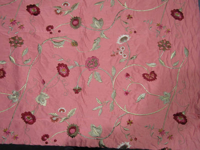 100% SILK DUPION CORAL FLORAL EMBROIDERY 54" wide DUPE62[1]