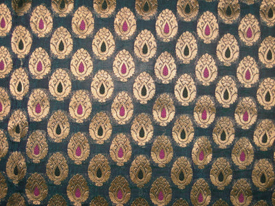 Silk Brocade Fabric Peacock Green & Metallic Gold 44" wide BRO147[4]
