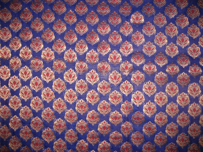 Silk Brocade Fabric Metallic Antique Gold, Red & Royal Blue 44" wide BRO146[2]