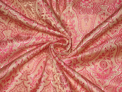 Silk Brocade Fabric Pale Pink & Shocking Pink 44" wide BRO145[4]