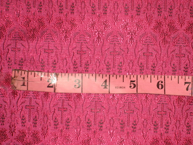 Silk Brocade Vestment Fabric Pink & Black 44" wide BRO151[2]