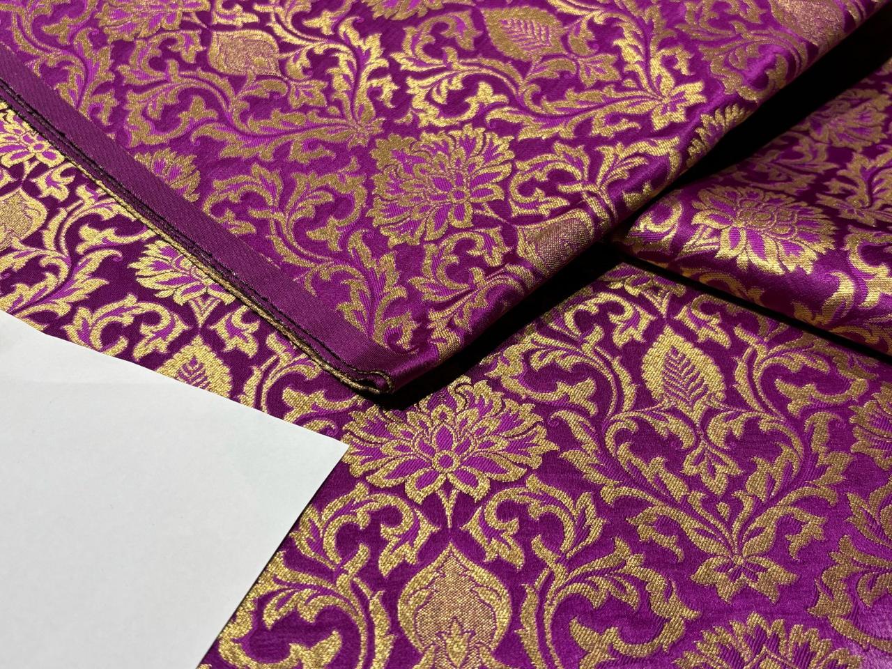 Brocade jacquard fabric 44" wide ~available in two colors PURPLE AND DARK MAHOGANY BRO827/829