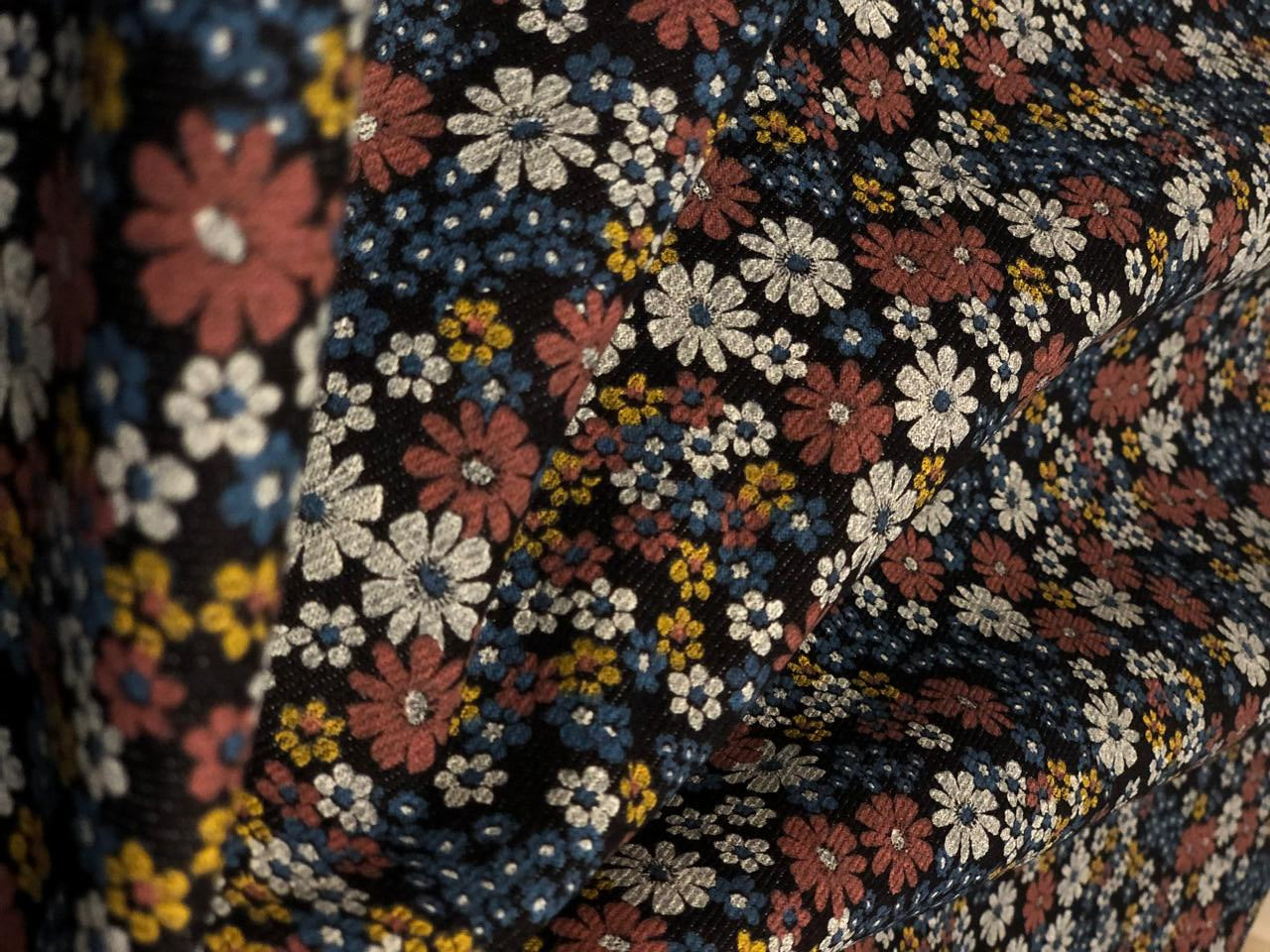100% Cotton Denim  Fabric 58" wide dainty floral motifs [18682]