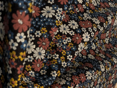 100% Cotton Denim  Fabric 58" wide dainty floral motifs [18682]