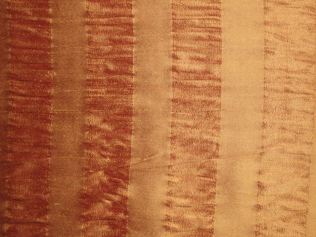 100% Pure SILK Dupioni FABRIC 3 Shades of Gold Stripes 44" wide DUPS14[1]