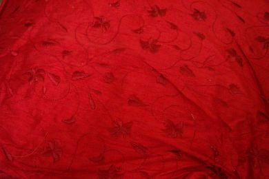 Red dupioni w/ red leaf self embroidery 44" WIDE DUPE21[A]
