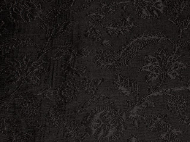 Heavy Pure Silk Brocade Fabric Jet Black colour 36" wide BRO153[4]