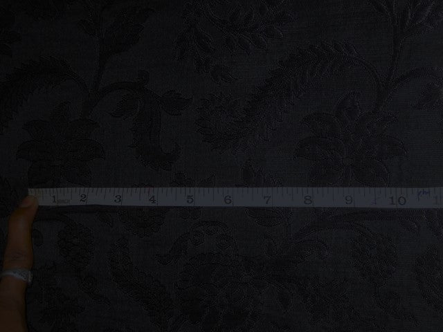 Heavy Pure Silk Brocade Fabric Jet Black colour 36" wide BRO153[4]