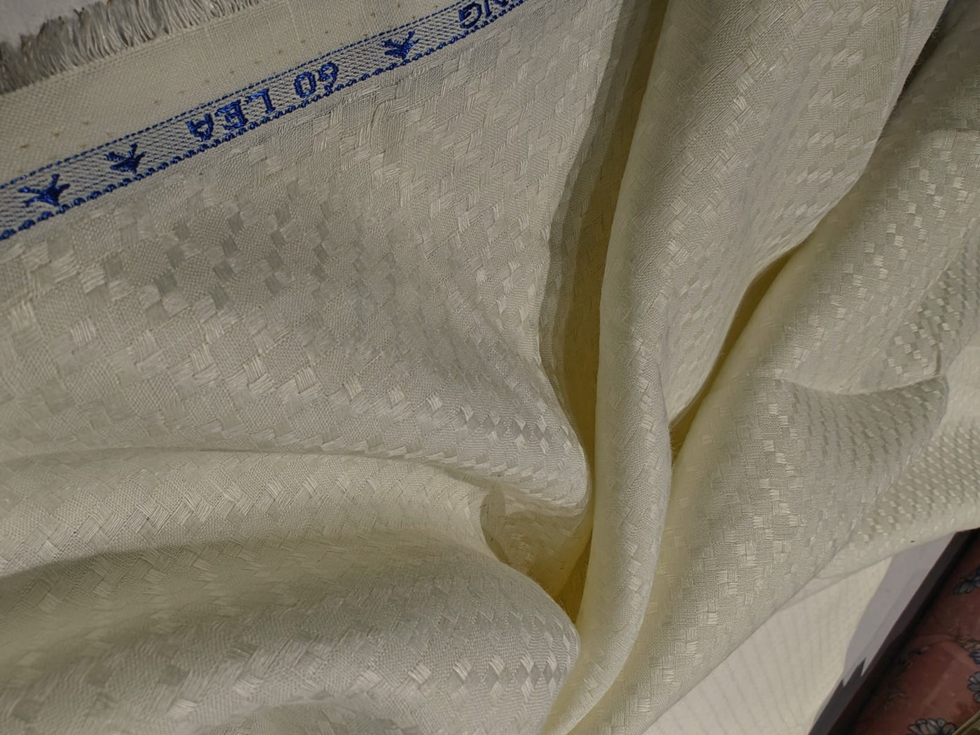 Linen dobby 58" wide available in 3 colors dark ivory/darker ivory and white sustainable and eco-friendly linen