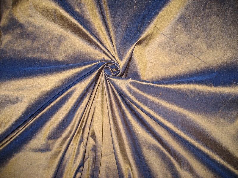 Pure SILK Dupioni FABRIC Iridescent Antique Gold x Royal Blue COLOR 54" WIDE DUP40[1]