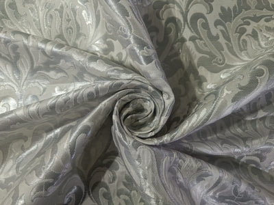 Silk Brocade King Khab [kings dream] fabric Ivory and metallic Silver jacquard 36" wide BRO155[1]