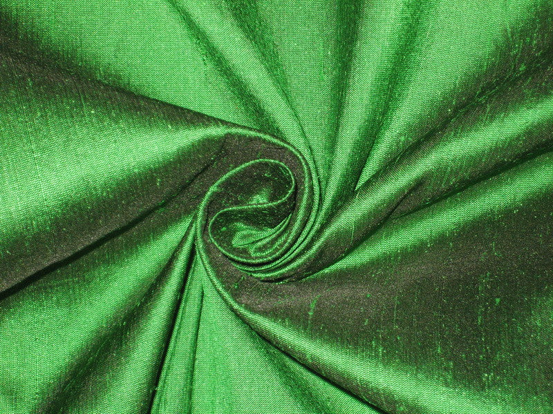 100% Pure SILK Dupion FABRIC Parrot Green x Black Shot color 54" wide DUP106[2]