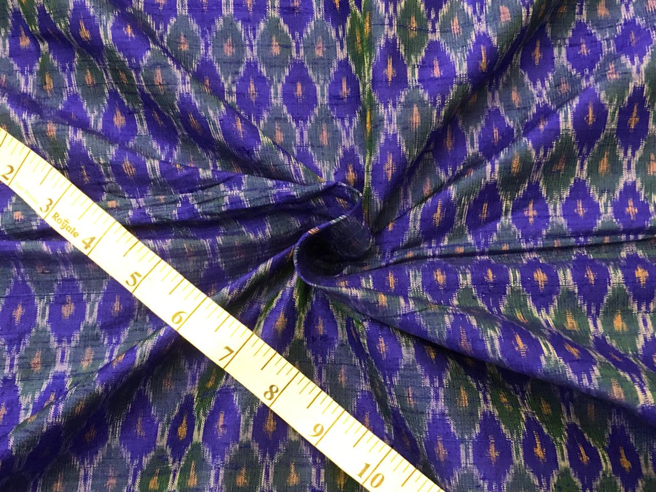 100% pure silk dupion ikat fabric INK BLUE color 44" wide available in 2 combinations[18475/76]