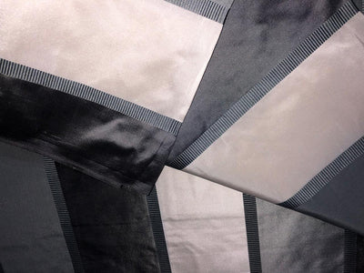 Silk Taffeta Fabric Charcoal ,Silver grey and  Ivory with jacquard stripes 54&quot; wide TAFS67[1] available in 3 different yardages 4 yards,2.75 yards and 1.65 yards