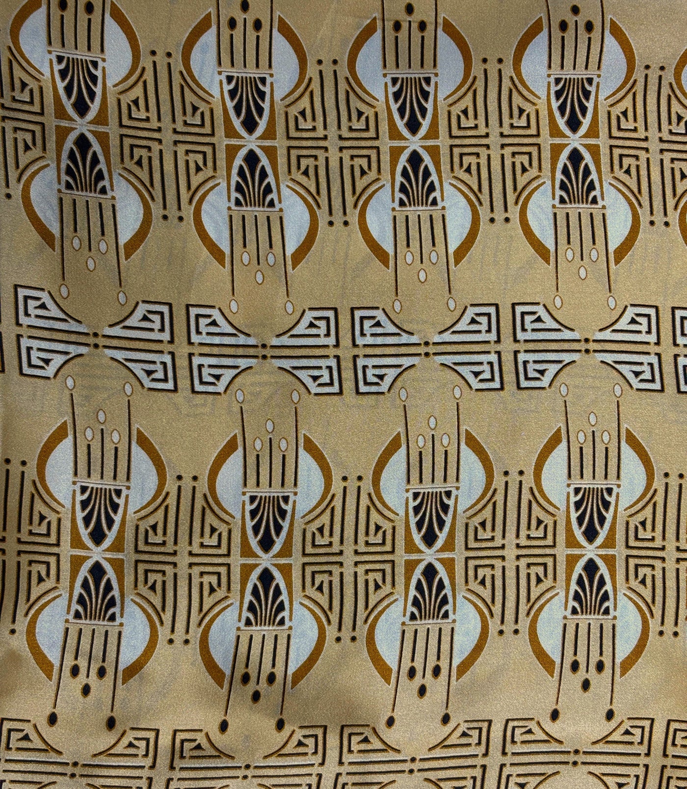 100% Pure Silk Satin 60-80 grams caramel color abstract print  54"Wide Fabric [18261]