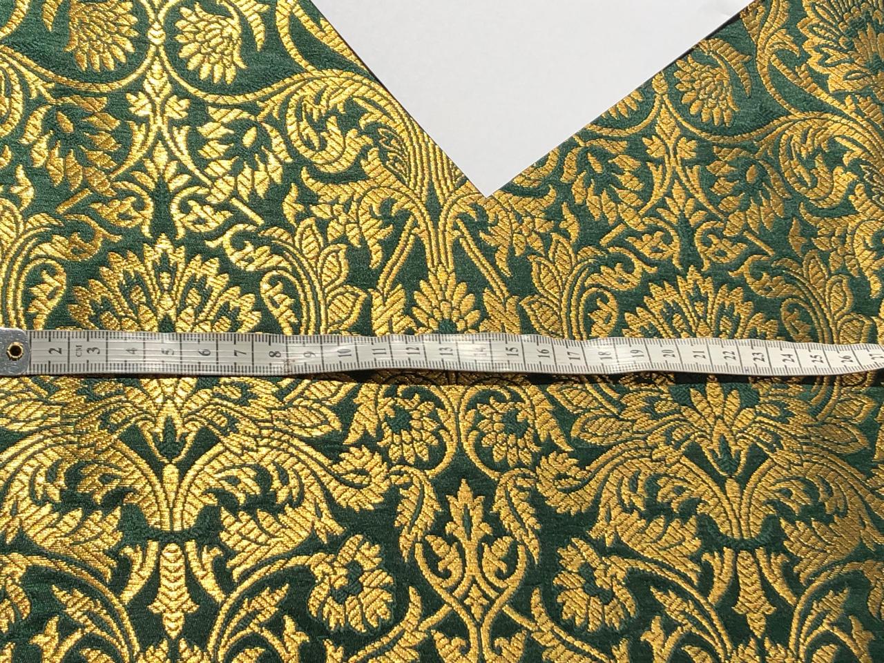 Brocade Fabric GREEN  COLOR with metallic gold   JACQUARD BRO994[6]