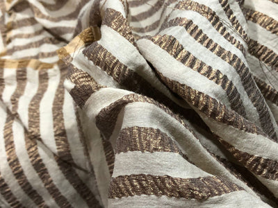 SILK  Crushed MUGA SILK TISSUE STRIPES available in 2 colors  ANTIQUE GOLD and SILVER