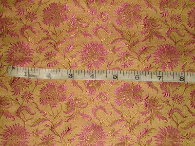 Silk brocade fabric Olive Green,Brown & Pink color 44" wide BRO156[4]