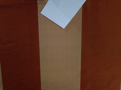 100% SILK TAFFETA Rust Orange & Sand Gold colour stripe FABRIC~Width 54" wide Taf#S41