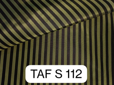 100% Pure Silk Taffeta Fabric Iridescent Lime Yellow/Green & Black colour Stripes 54"wide  TAF#S112