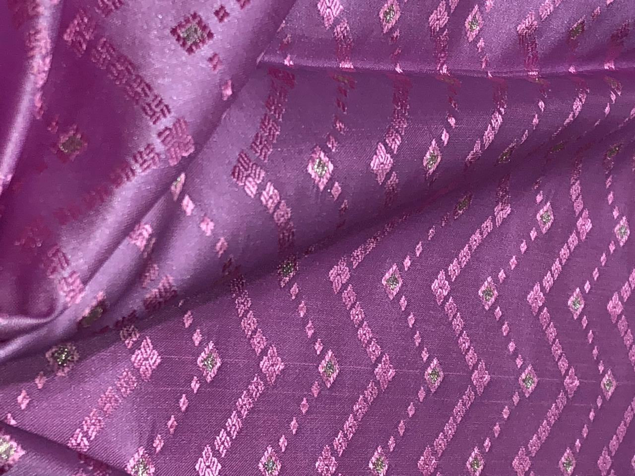 Silk Brocade fabric 44" taffy pink geometric zigzag BRO1038[1]