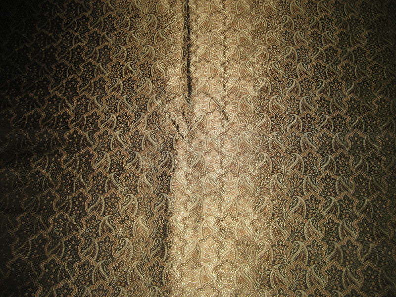 Silk Brocade fabric black, brown & gold colour 44"wide BRO158[3]