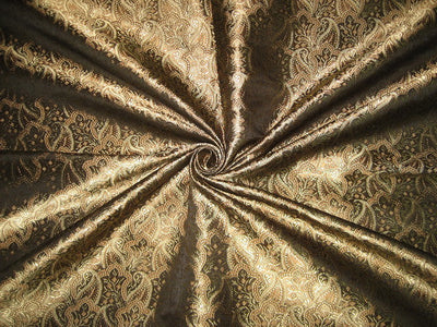 Silk Brocade fabric black, brown & gold colour 44"wide BRO158[3]