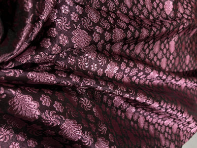 Silk Brocade fabric mulberry color with small self color motifs [17557]