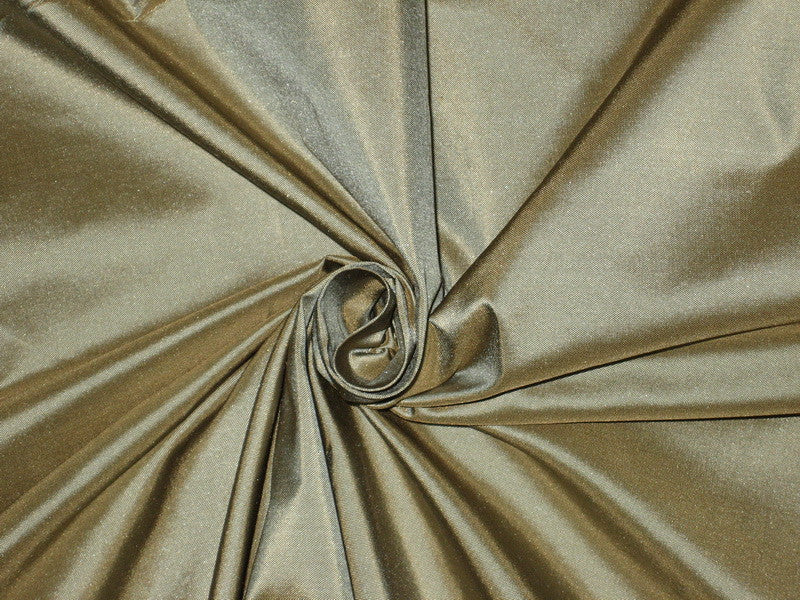 Pure SILK TAFFETA FABRIC Dark Olive with Blue Shot color 54" wide TAF28[3]