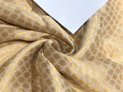 SILK Georgette Fabric GOLD Color with JACQUARD Metallic GOLD Small Motif [16437]