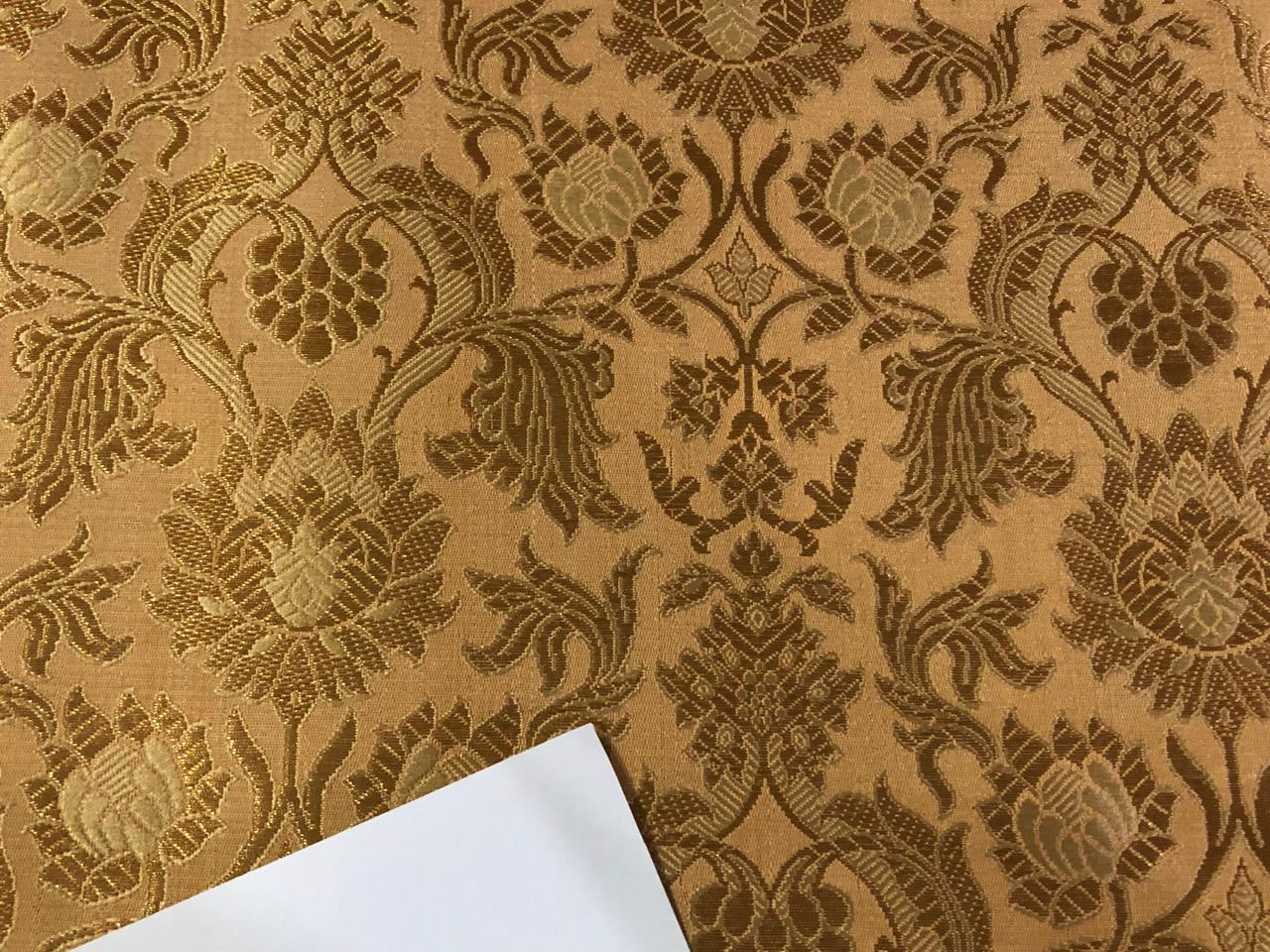 Silk Brocade fabric gold with  gold floral jacquard  BRO1021[2]