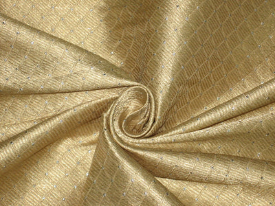 Silk Brocade fabric Dull Gold, Silver & Metallic Gold 44" wide BRO138[6]