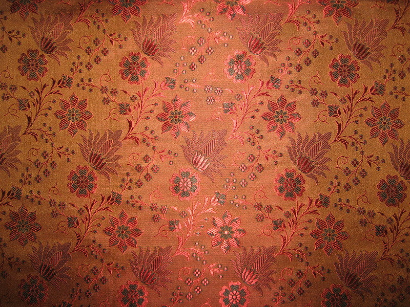 Silk Brocade Fabric Brown, Black & Red color 44" wide BRO75[2]