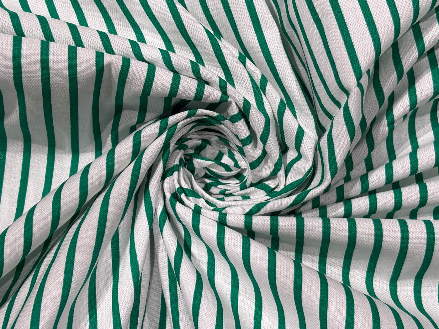 100% Cotton Poplin 58" wide green and white  stripes  [17795]