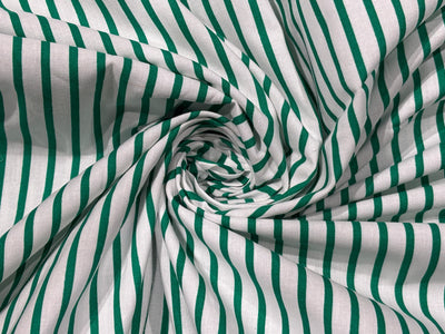 100% Cotton Poplin 58" wide green and white  stripes  [17795]